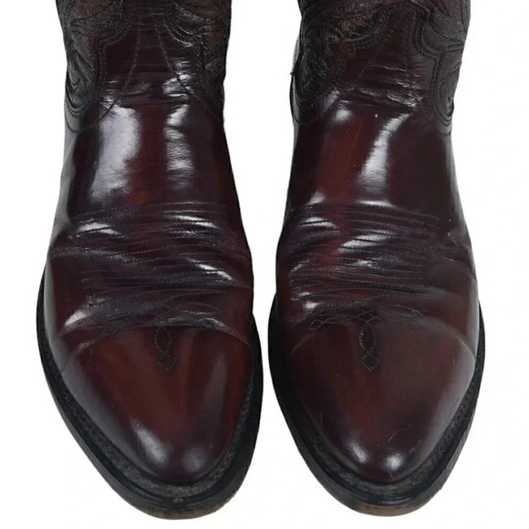 Laredo Dark Cherry Red Leather  Cowboy Boots Western Size 7.5 D - Picture 9 of 16